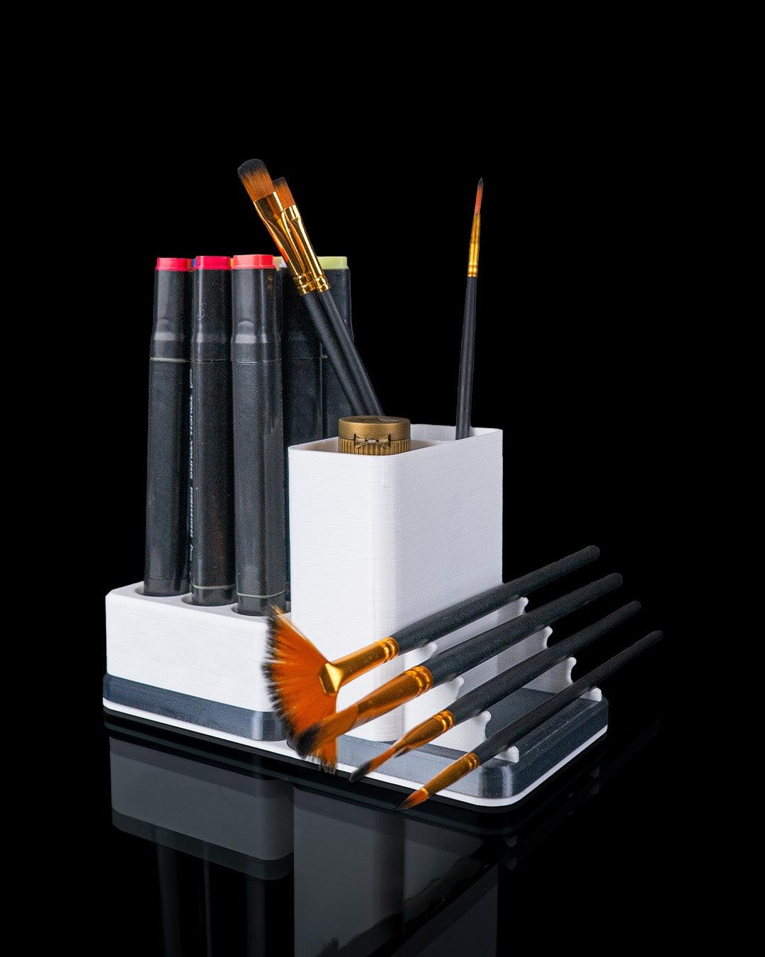 Painter's Tools Desk Organizer, 3D Printed Brush, Marker, and Pen Holder for Art Studio or Craft Desk