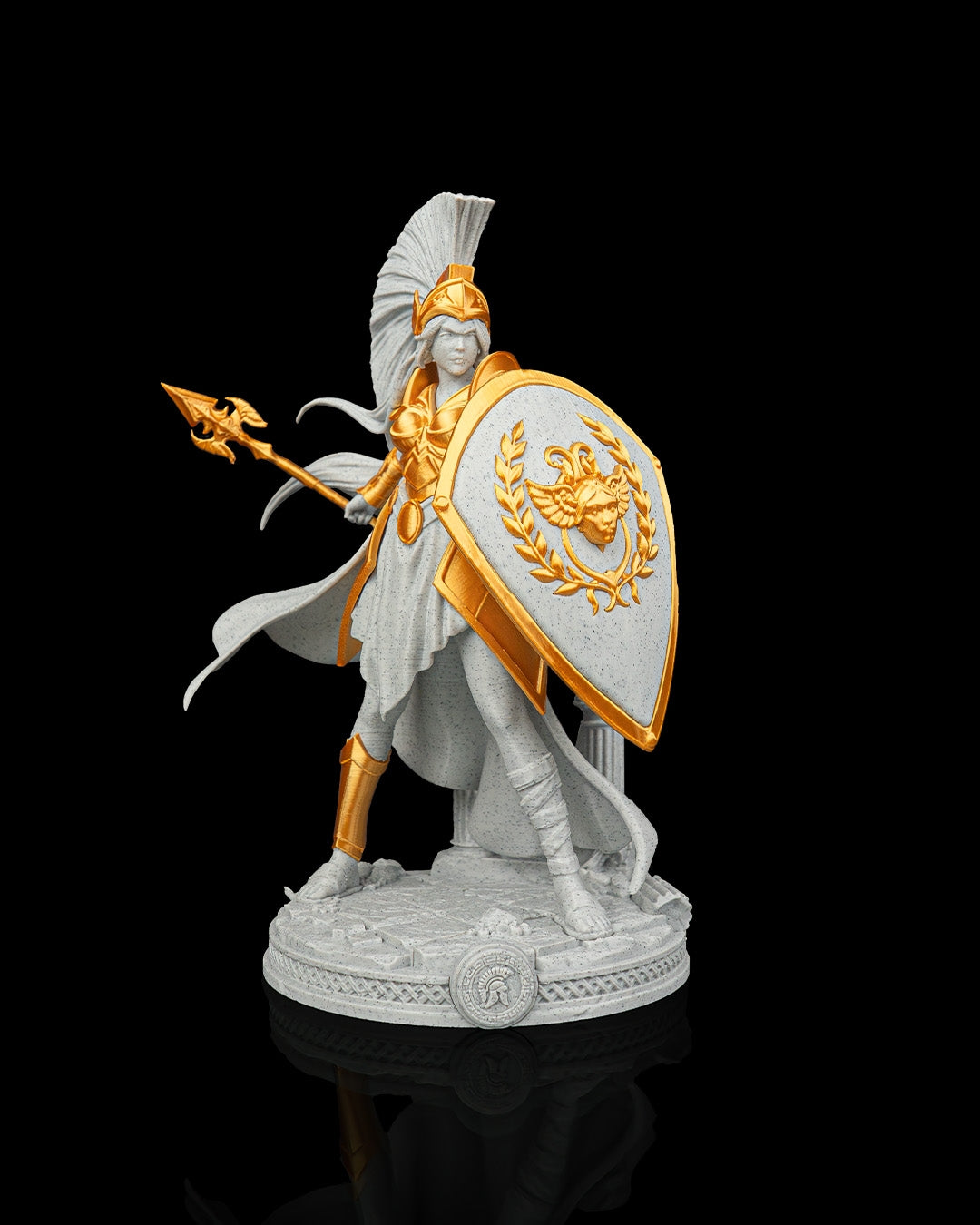 Athena Greek Goddess Statue, 3D Printed Warrior Mythology Figure and Display Sculpture for Shelf or Desk