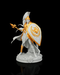 Athena Greek goddess warrior statue with spear and shield