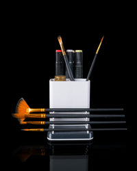Brush and pen organizer with markers