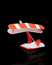 3D printed red biplane glider front view