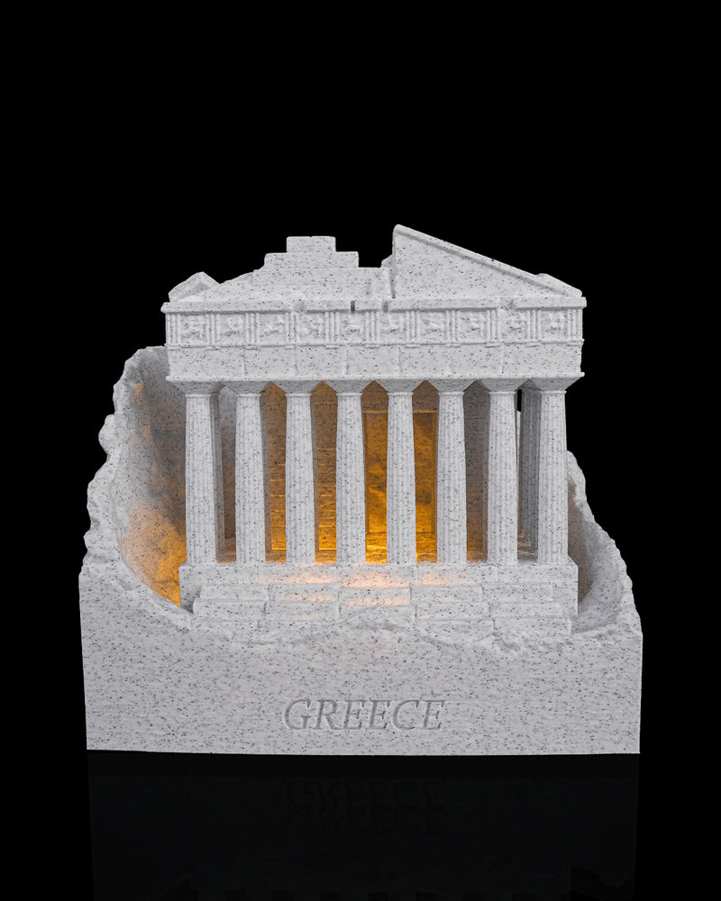 Athens Acropolis Parthenon landmark lamp glowing