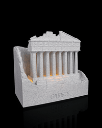 Parthenon night light angled view