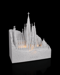 Sagrada Familia night light angled view