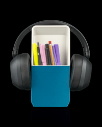 All in one desk organizer with headset and pens
