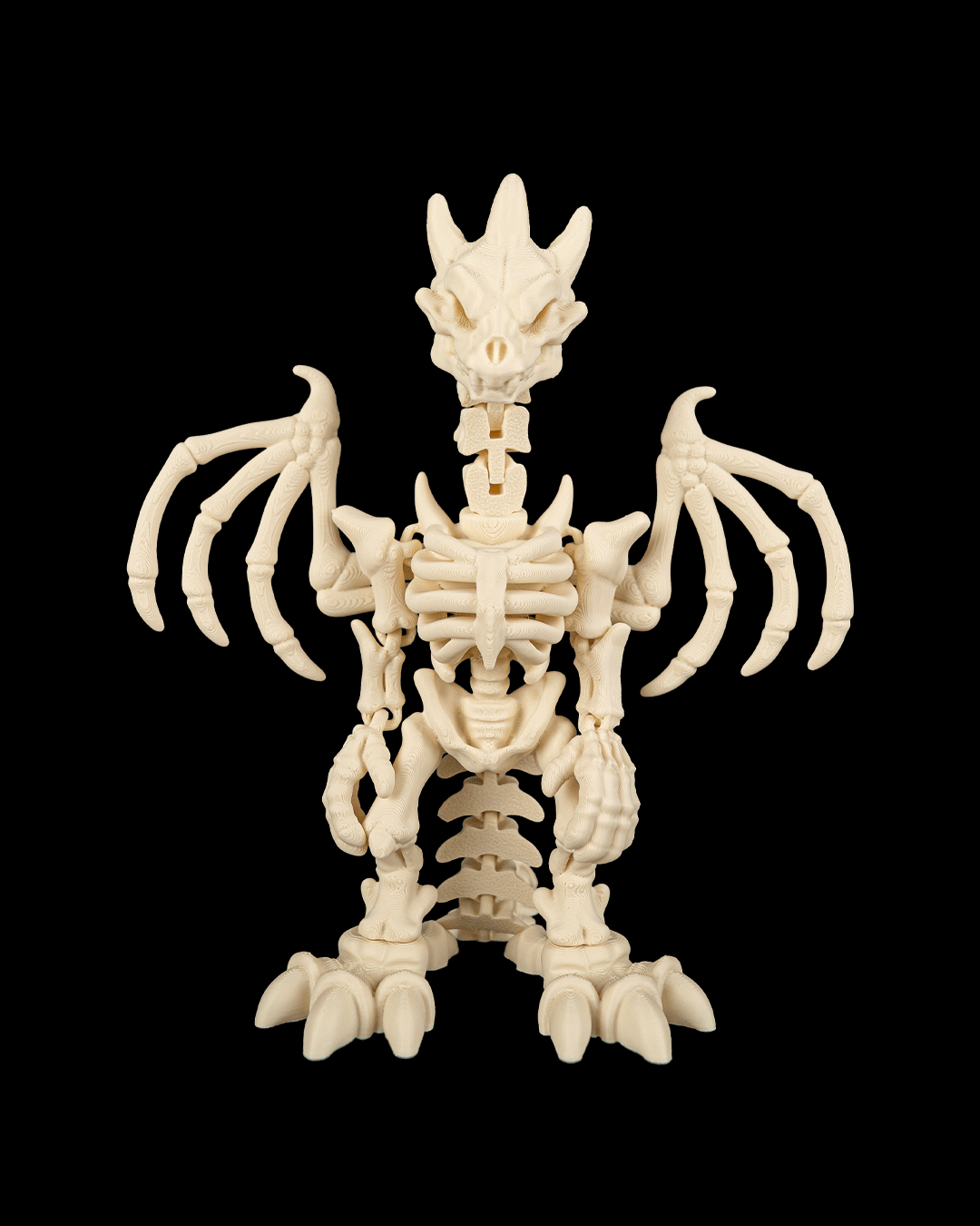 Bone Dragonborn Articulated Skeleton Dragon Figure, 3D Printed Flexi Undead Dragonborn for Tabletop and Decor