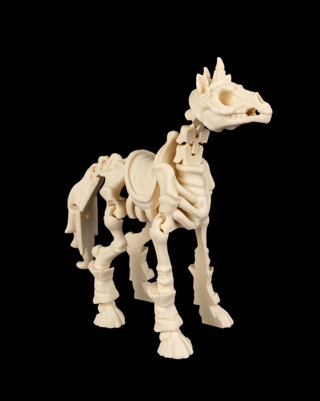 Boneback Steed Articulated Skeleton Horse, 3D Printed Flexi Undead Mount for Tabletop Games and Decor