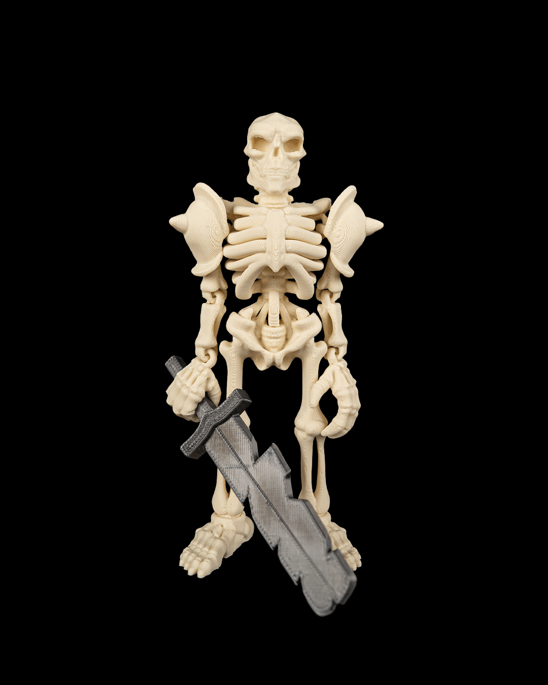 Bonecrusher Warrior Articulated Skeleton Figure, 3D Printed Flexi Undead Soldier for Tabletop and Decor