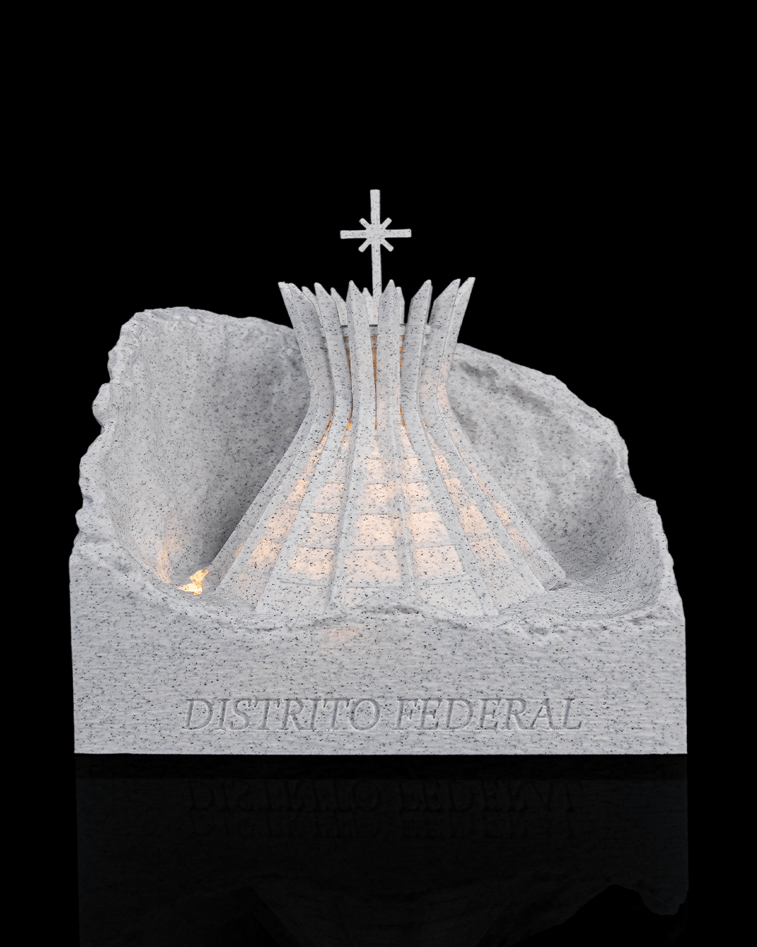 Capital Cathedral Landmark Lamp, 3D Printed Brasilia Brazil Modernist Cathedral Night Light and Decor
