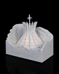 Brasilia cathedral night light angled view