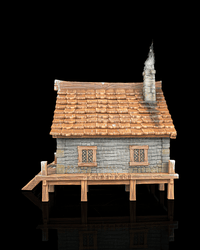 Waterfront cottage terrain front view