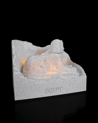Giza sphinx and pyramid night light angled view
