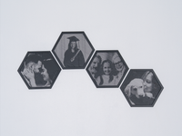 Set of four halftone hexagon photo frames
