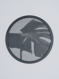 Round halftone frame with a close portrait