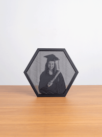 Hexagon halftone frame of a dog