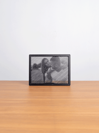 Landscape halftone frame on a shelf