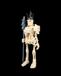 Skeleton necromancer with crown and staff side view