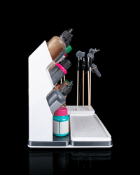 Painting station holding brushes upright