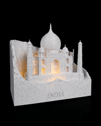 Taj Mahal night light angled view