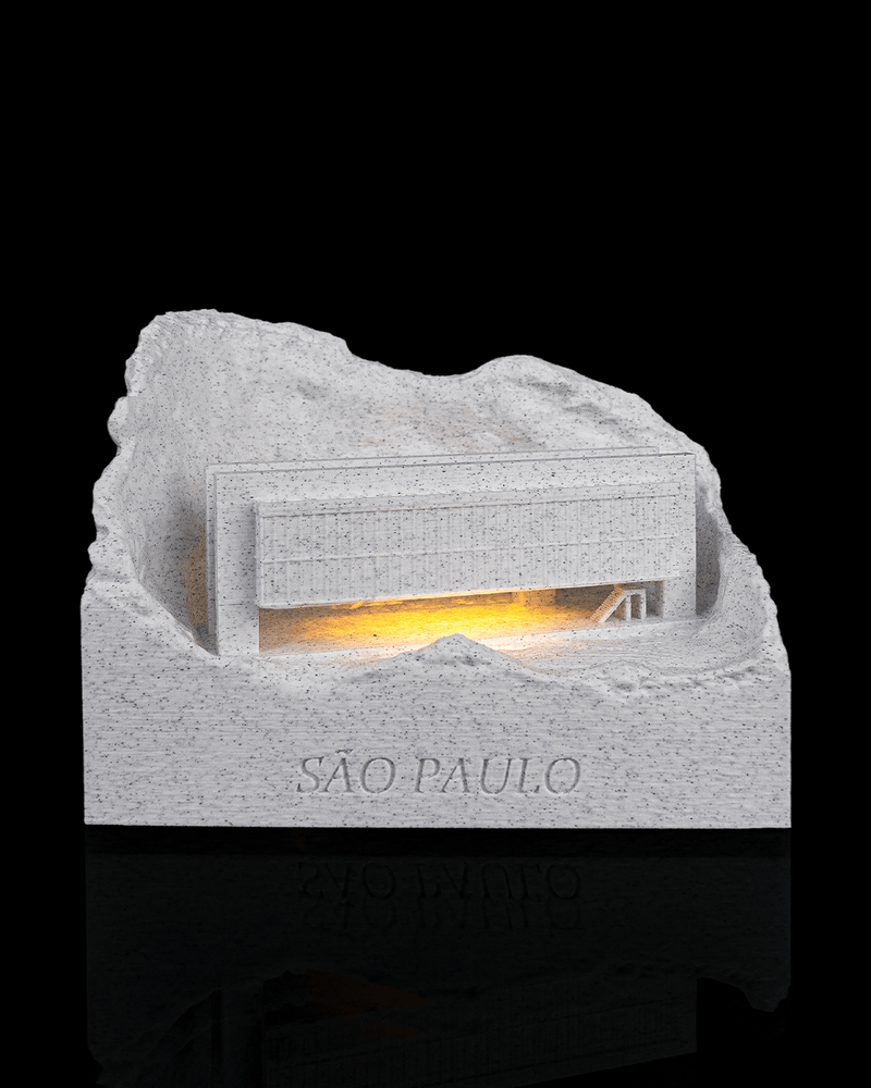 Paulista Museum landmark lamp glowing warm