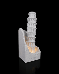 Leaning Tower of Pisa night light angled view