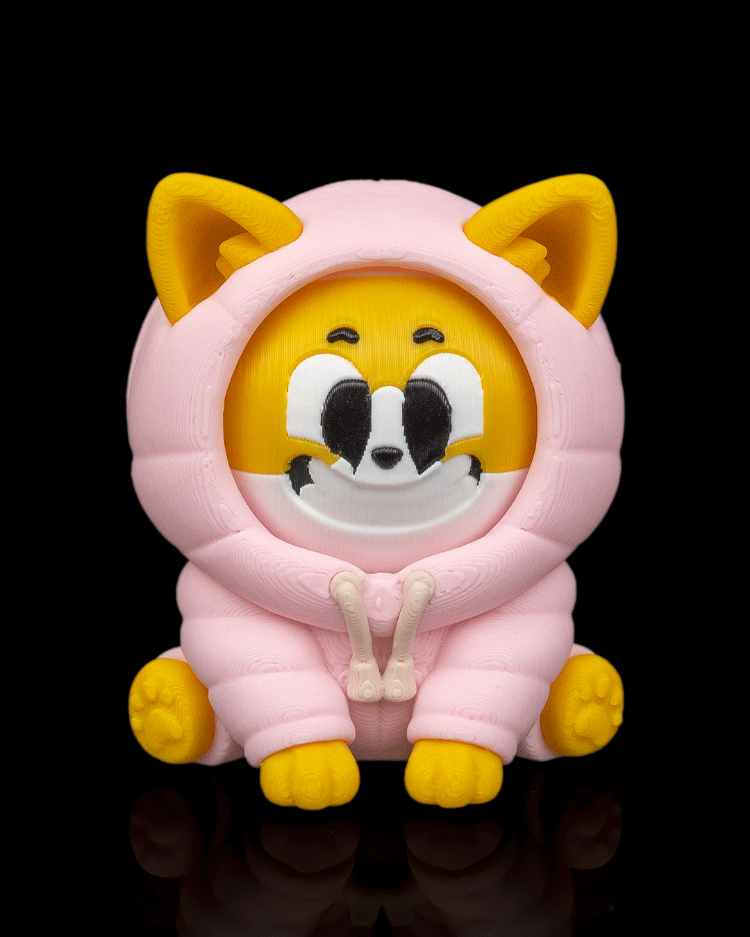 Puffer Corgi 3D Printed Fidget Figure, Corgi in a Puffer Jacket with Three Swappable Faces and Keychain