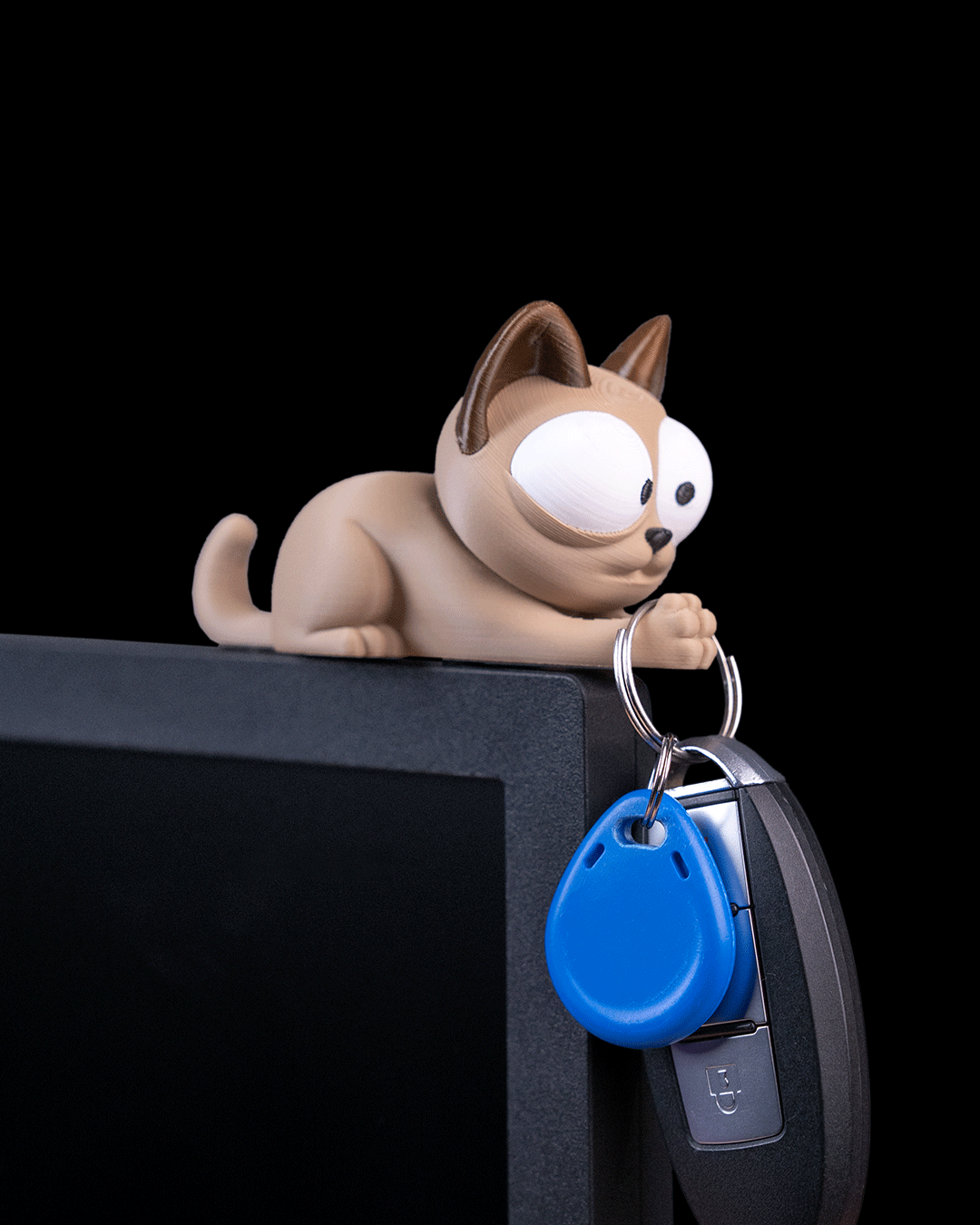 Purrsonal Assistant Cat Key Holder, 3D Printed Desk and Shelf Organizer with Bobblehead