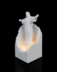 Christ the Redeemer night light angled view
