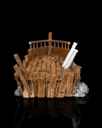 3D printed shattered galleon on a base