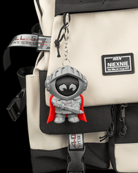 Sir Flips-a-Lot clipped to a bag as a keychain