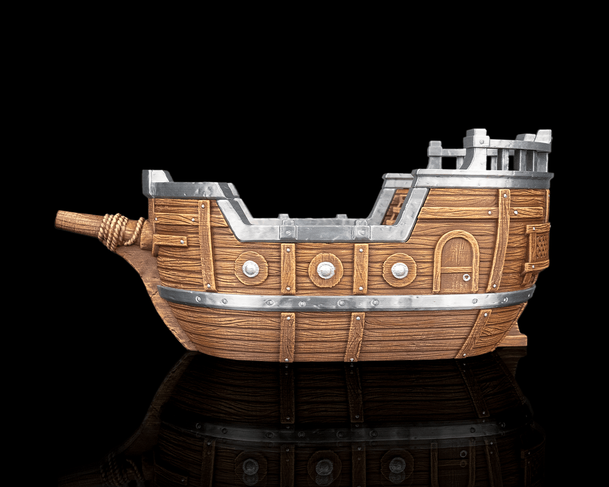 The Sea Raven 3D Printed Pirate Ship, Tabletop Sailing Vessel Terrain for RPG Games and Display