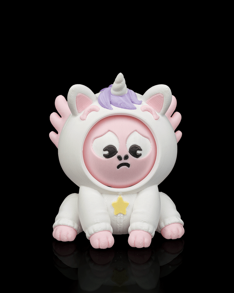 Uni-Lotl axolotl in a unicorn costume fidget figure